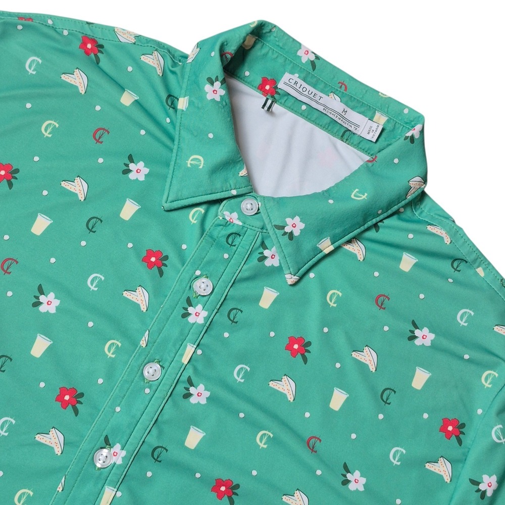 Criquet Mens M Masters Augusta Golf Polo Preppy Lemonade Azalea Print‎